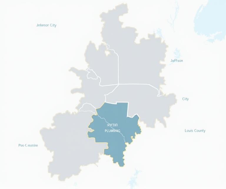 A map of the St. Louis metropolitan area with Python Plumbing's service radius highlighted.